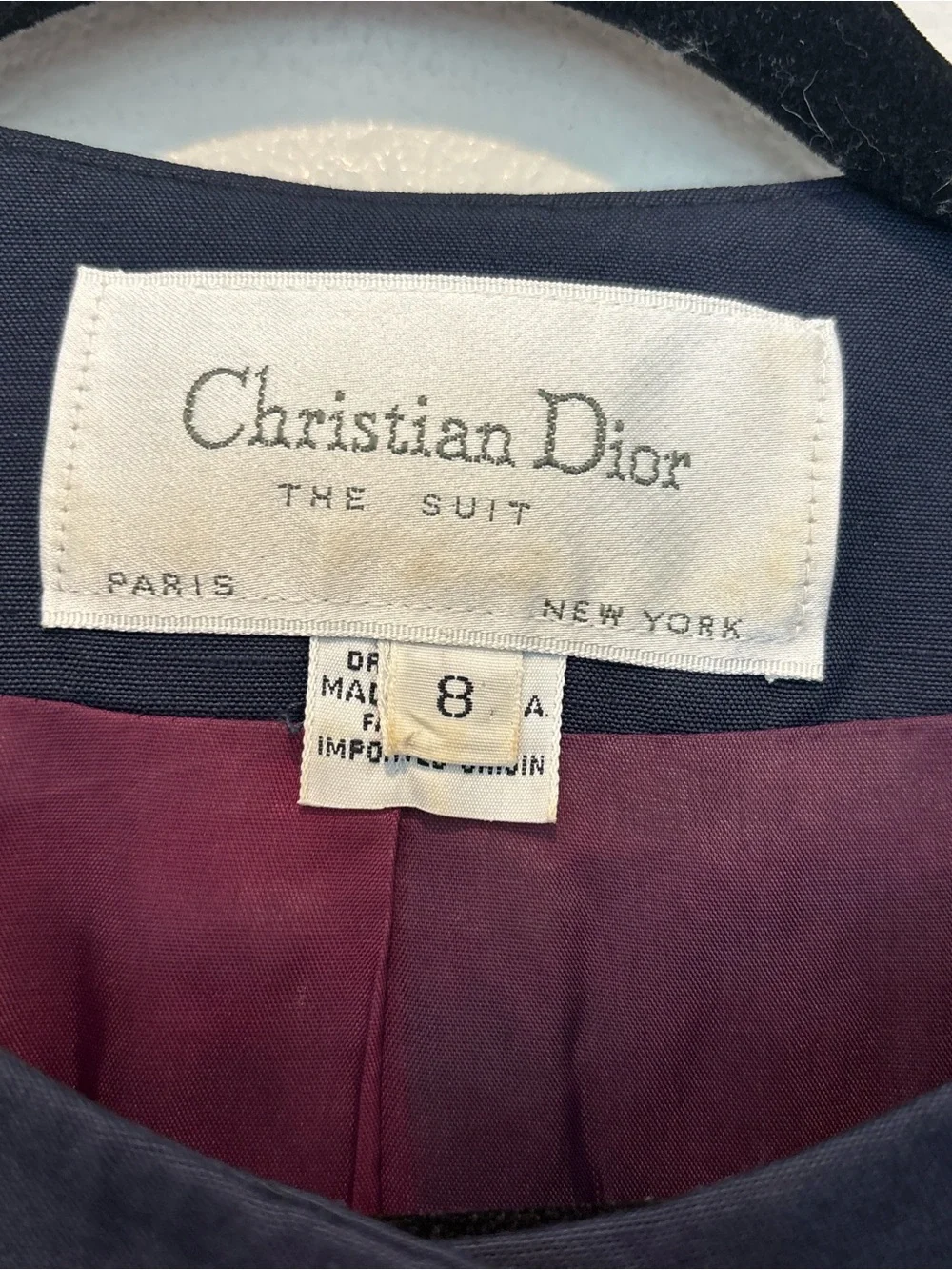 Dior Navy Round-Neck Button Front Collarless Blazer - Picture 3 of 8